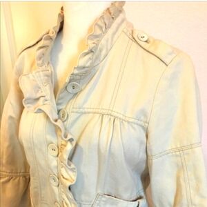 NEW Anthropologie Seneca Ett Twa Ruffle Edge Peplum Jacket 3/4 Sleeves Bohmian